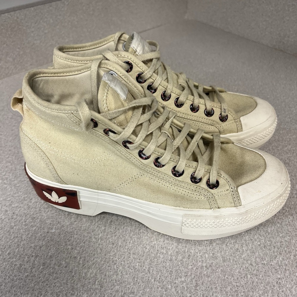 Adidas Nizza Hi HM Hi Tops Womens 8.5 Platform Chunky Y2K EUC Tan Leopard‎